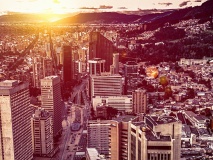 Panoramic aerial view of downtown Bogota Colombia A