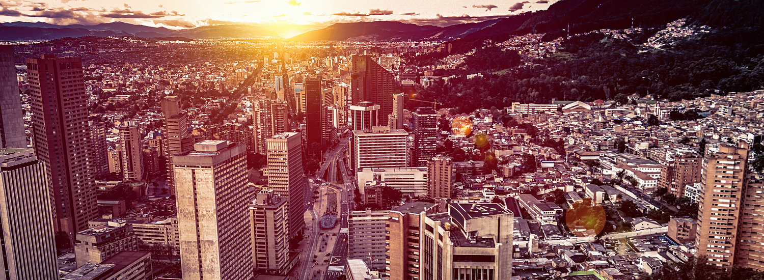 Panoramic aerial view of downtown Bogota Colombia A